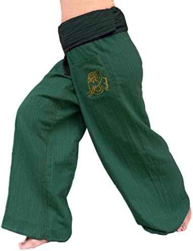 מכנסי Fullmoon: מכנסי דייג תאילנדים | יוגה רופפת, פיראט, מכנסי הרמון, כותנה, בתוספת גודל :, 53 רגיל